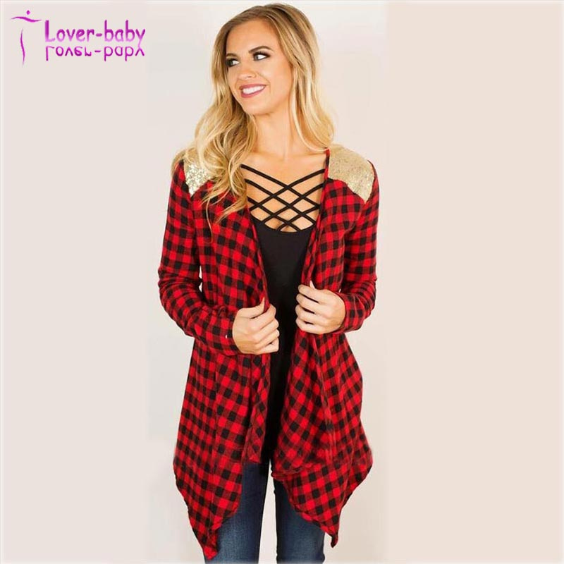 Newest Style Long Sleeves Plaid Irregular Kimono Cardigans Patchwork Shirt Tops