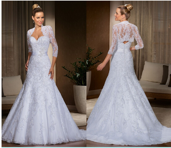 2016 Lace Jacket Long Sleeve Bridal Wedding Dress Wdal001