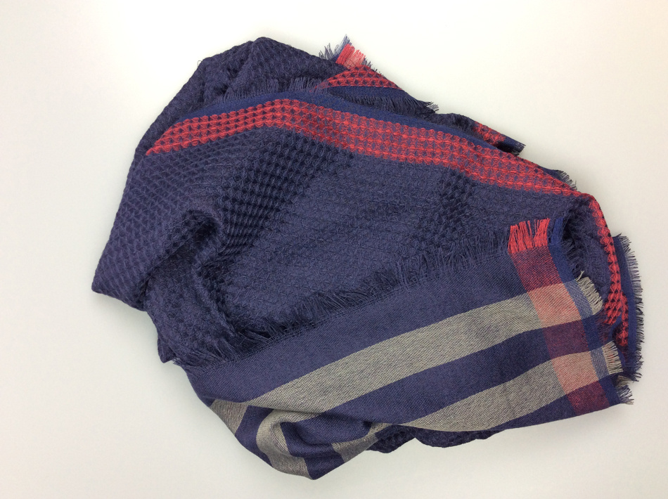 Ladies Woven Long Winter Warm Shawl with Checked Pattern