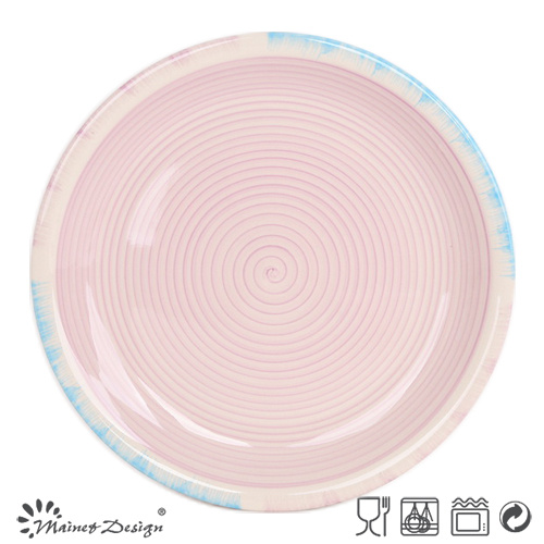 Hand Painting Red Color with Width Rim Dinner Plate
