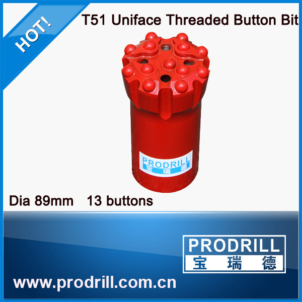 Rock Thread Button Bit T51-89mm, 13buttons, Regular Skirt