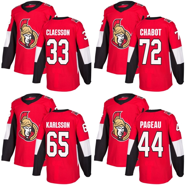 Ottawa Senators Erik Karlsson Jean-Gabriel Pageau Fredrik Claesson Hockey Jerseys