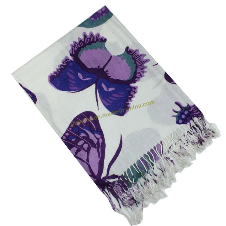 Beautiful Flower Printed Pashmina Scarf (YMKQ35)