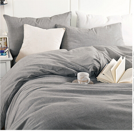 Pure Cotton Grey Colour Simple Style Bedding Set (T49)