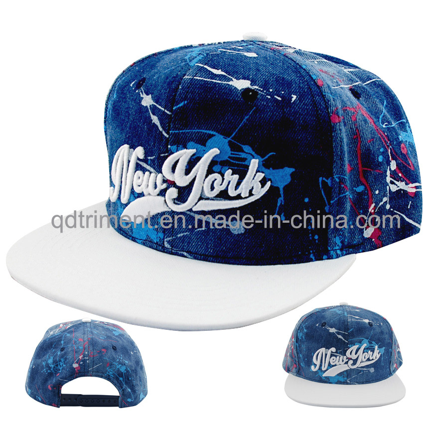 Flat Bill Splash Print Cotton Denim Baseball Cap (TMFL0715)