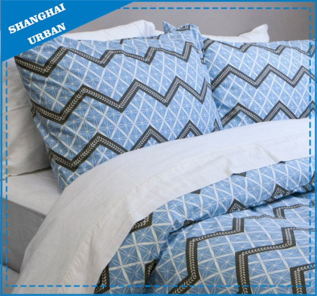 Blue Zig-Zag Pattern Printed Polyester Duvet Cover Bedding
