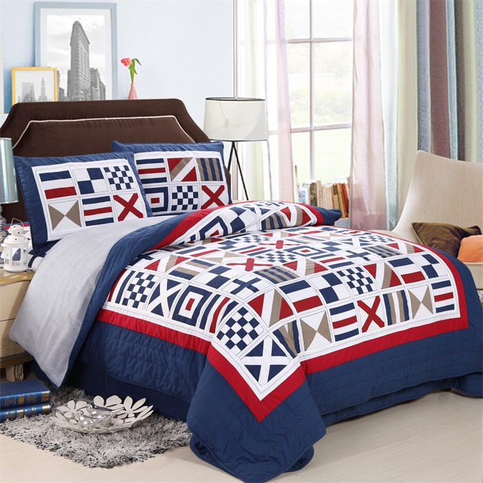 Geometric Plaid Bedding Set Pure Cotton Quilts