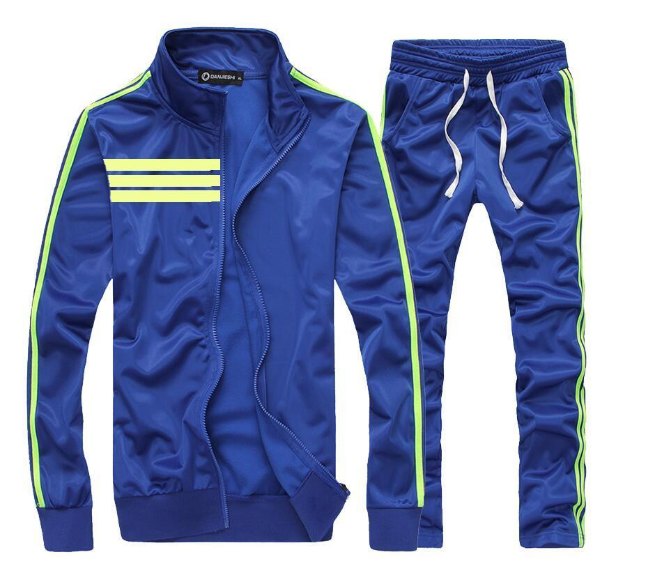 Running Stripes Zip Track Suit Men Jogging Sport Jacket Suit