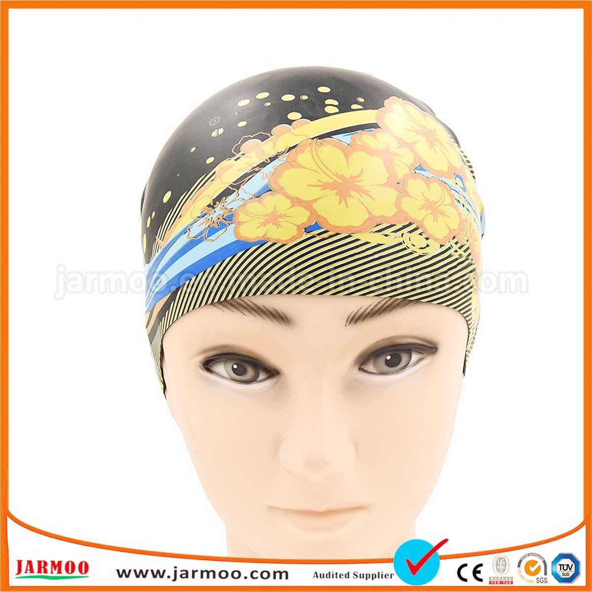 Cheap Printing Silicone Swimming Cap with Pattern