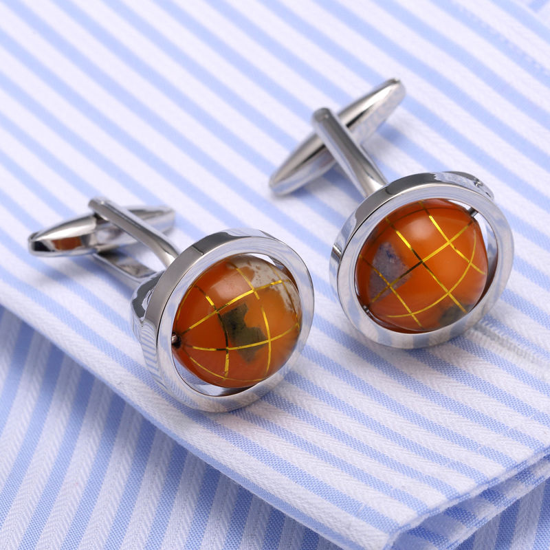 VAGULA Drop Ship Gemelos Globe Earth Really Spins Pair Cufflinks 370