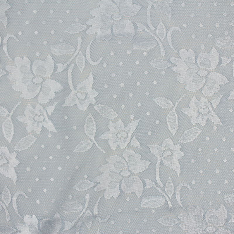 Delicacy Floral Knitting Lace Fabric Pure White Customized