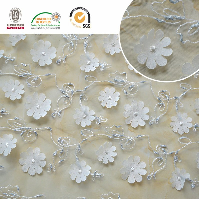 Solid Flower White Lace Fabric C10013