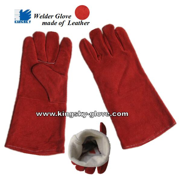 Red Cow Split Leather Welding Work Glove-6504.5