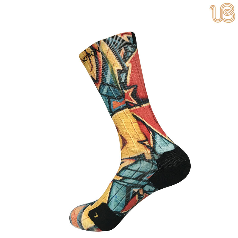 Men's Custom Design Sublimation Print Terry Sport Crew Socks