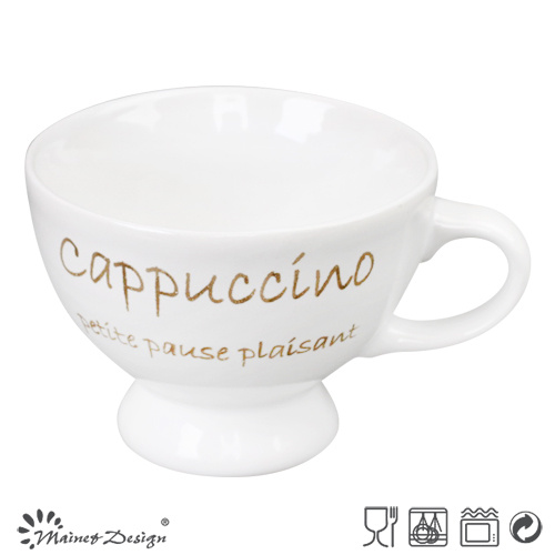 White Color with Golden Printing Footed Soup Mug