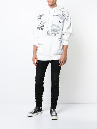 Men's Printed Typography Pullover Hoodie