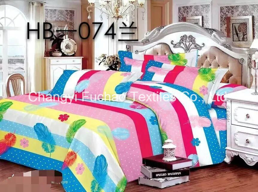 100% Polyester Microfiber Bedding Set, Super Bright Square