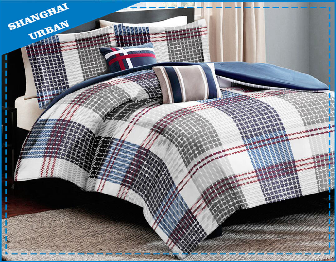 5 Pieces Stripe Print Cotton Duvet Cover with Set