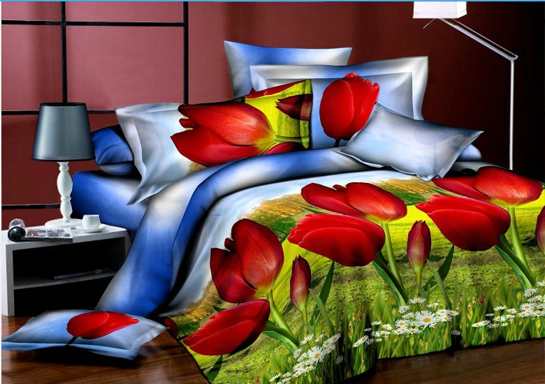 100% Cotton Printed 3D Bedding Set