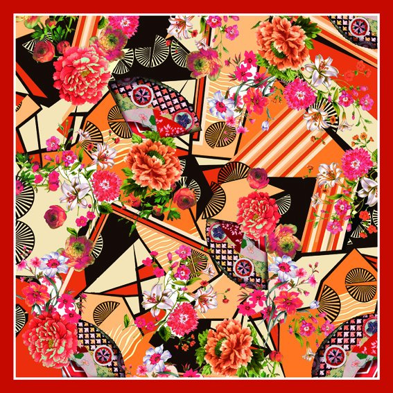 Beautiful Digital Printed Silk Fabric (F-0007ABCD)