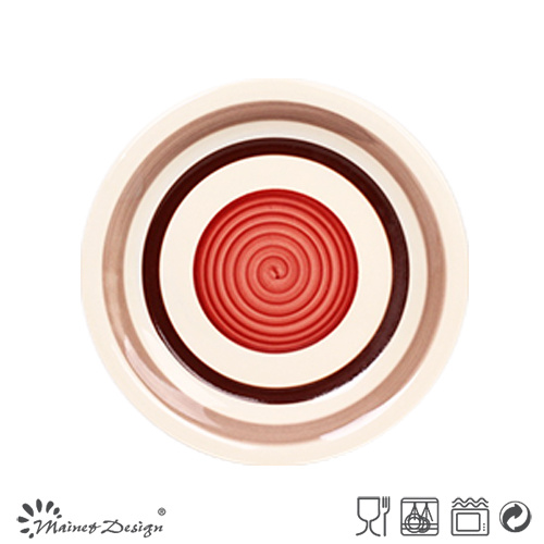 Handpainted Color Circle Round Salad Plate
