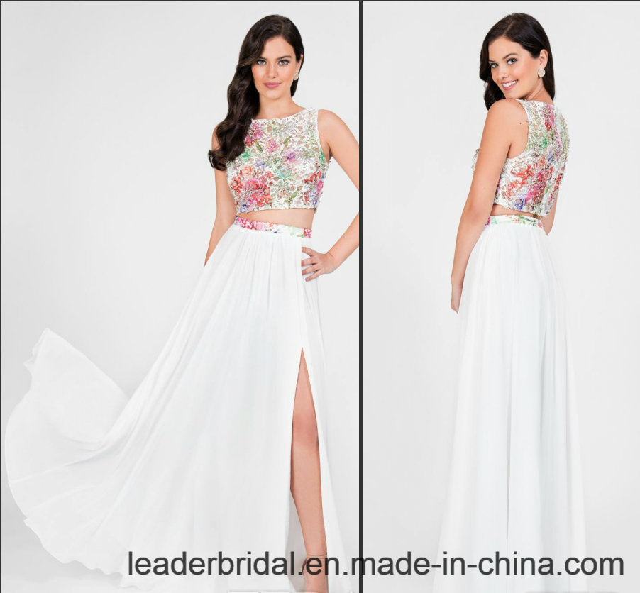 Printing Flora Evening Gowns Side Split Prom Party Dresses Z5021