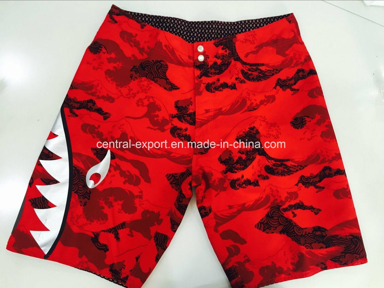 Oeko-Tex Flat Waist Polyester Patterned Men Board Short Swimwear