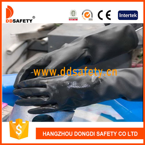 Ddsafety 2017 Black Latex Embossed Grip and Rolled Cuff Work Gloves
