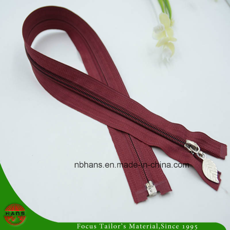 5# Nylon Open End Zipper with Leaf Slider (HAZN0001)