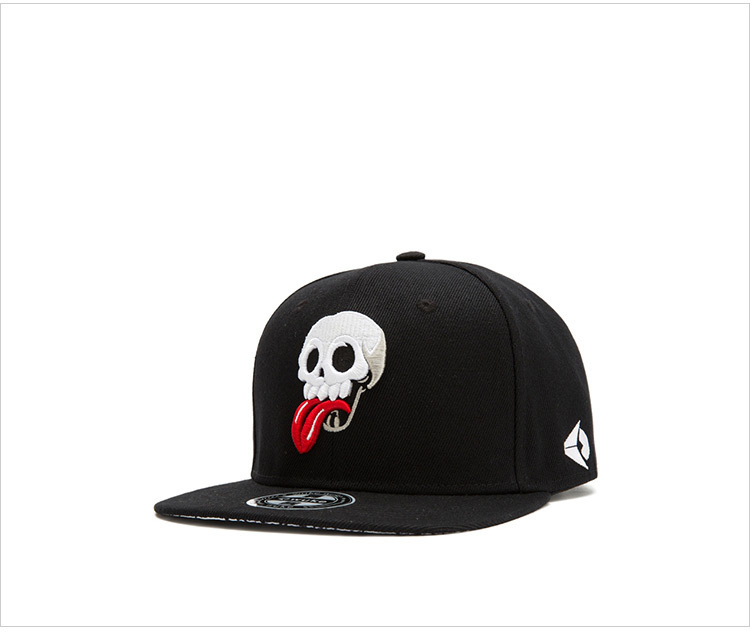 Custom Fashion 6 Panel Skull Embroidery Snapback Cap