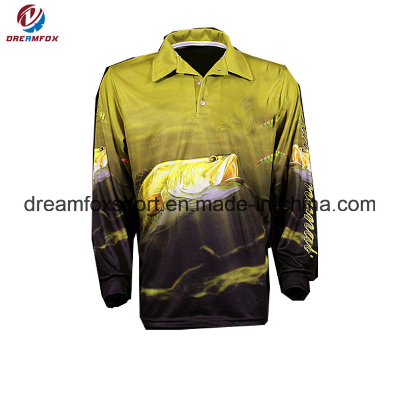 Long Sleeves Fishing Apparel Custom Sublimation Printing Tournament Fishing Shirts