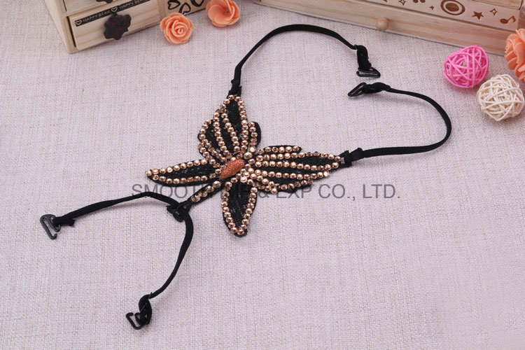 Fashion Elastic Bra Butterfly Back Intersect Rhinestone Shoulder Strap Accessories