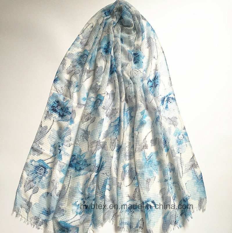 2017 Cheap Polyester Fashion Scarf with Flourish Printing (HW17)