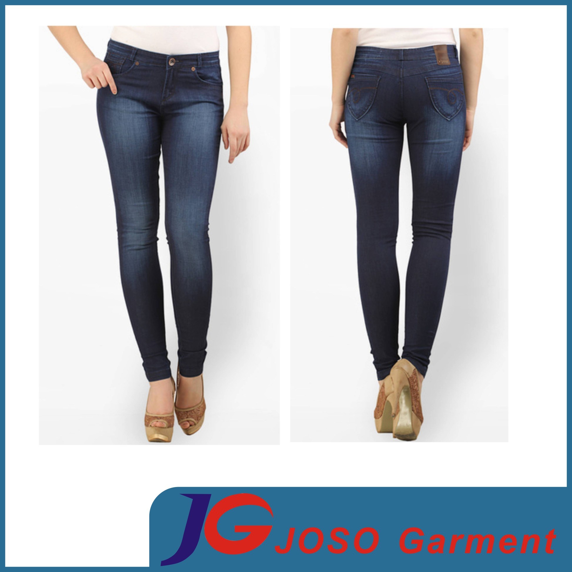 Black Length Jeans Skinny Fit Jeans Buy for Lady (JC1366)