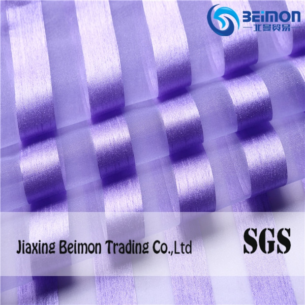 Beautiful Stripe 100%Polyester Organza Fabric