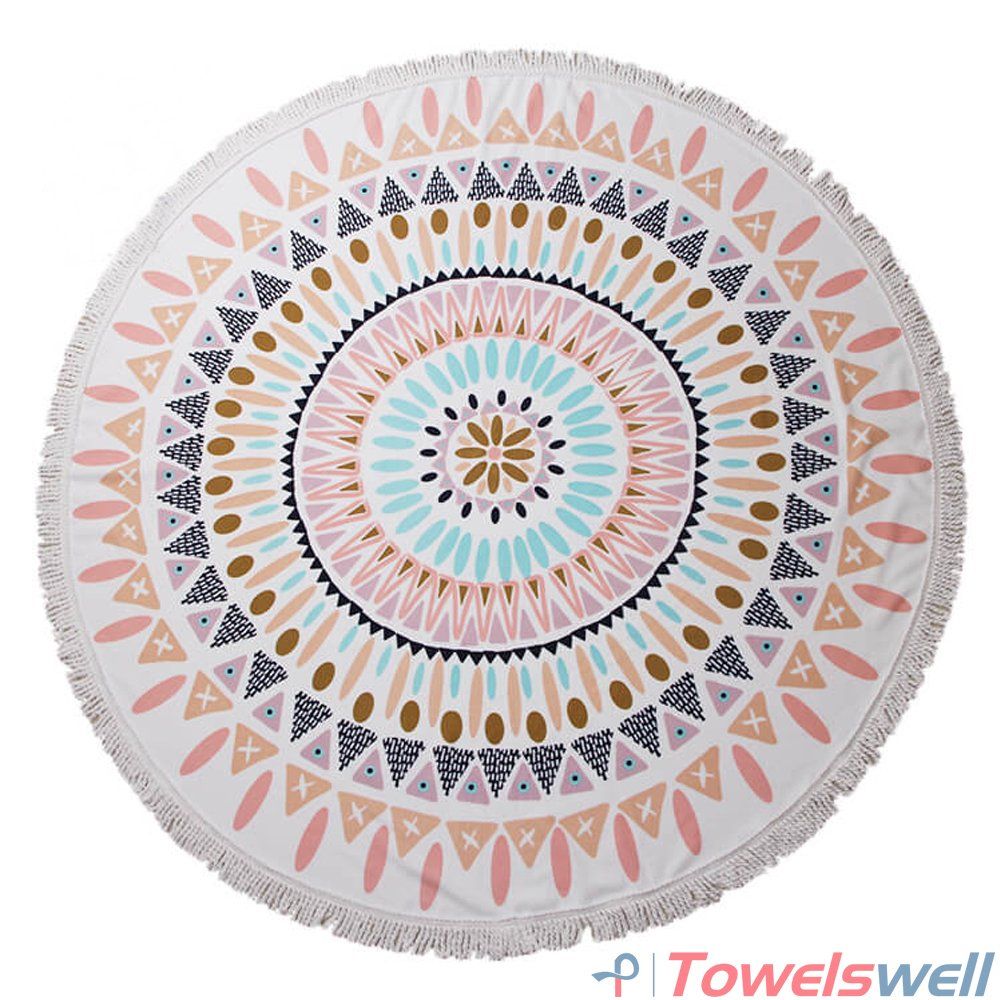 Reactive Printed Microfiber Round Beach Towel