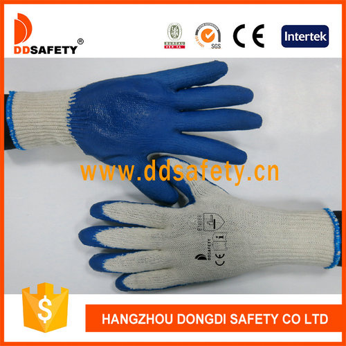 Ddsafety 2017 10 Gauge Economic Beige T/C Shell Blue Latex Working Safety Glove
