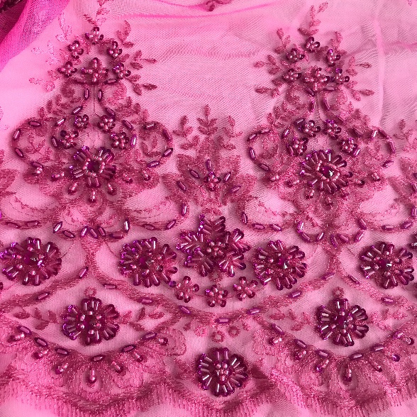 Embroidery Mesh with Sequin, Crystals and Beadwork in Any Color