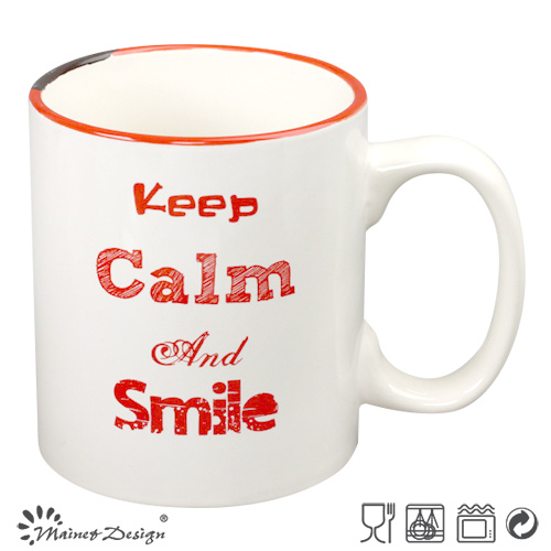 White Color with Red Words Straight Big Coffee Mug