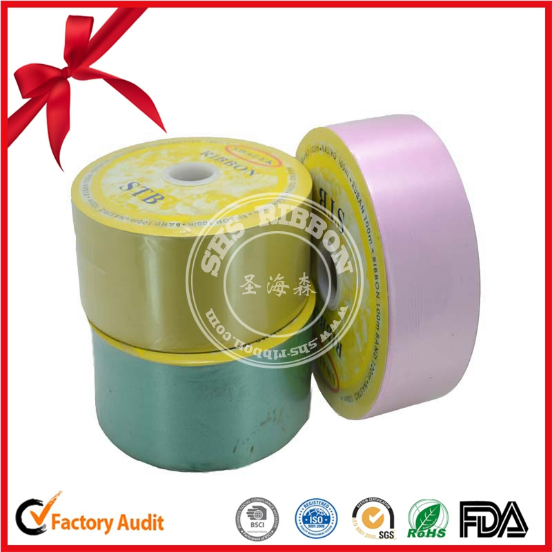 Single Face Plain Polyester Satin Ribbon Roll