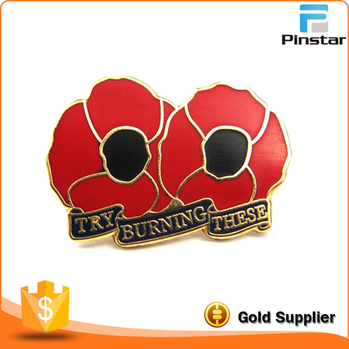 Soft Enamel Poppy Metal Enamel Badge