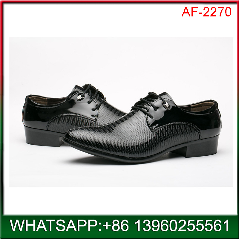 New Fashion Men Cheap Price Black PU Dress Shoes Wholesale