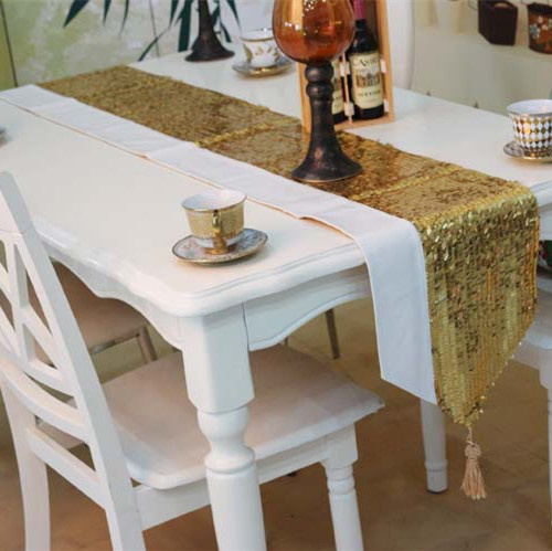 Sequin Embroidery Table Runner Embroidery Decorative Table Flag (JTR-36)