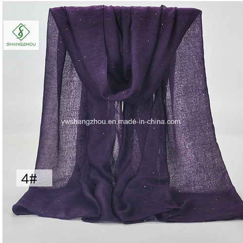 2017 Plain with Gold Powder Shawl Lady Fashion Viscose Scarf Factory