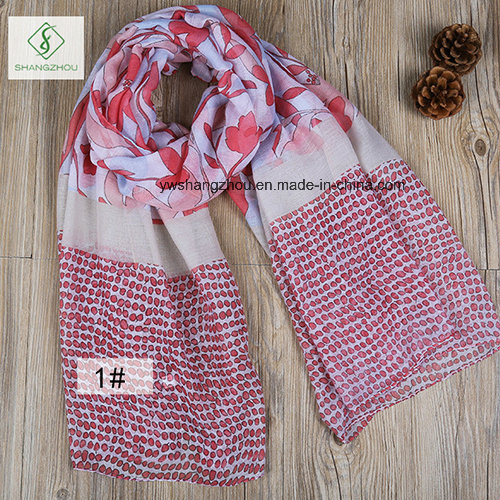 2017 New Lady Fashion Scarf 100% Viscose with Polka DOT Printed