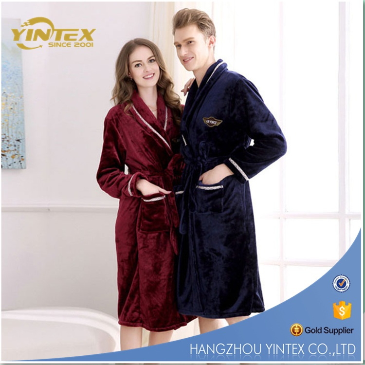 Best Selling Wholesale Women&Men Coral Fleece Bathrobe