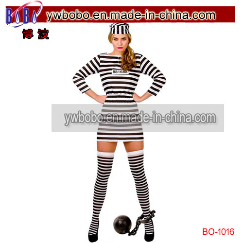 Carnival Costume Cutie Prisoner Convict Fancy Dress Halloween Costume (BO-1016)