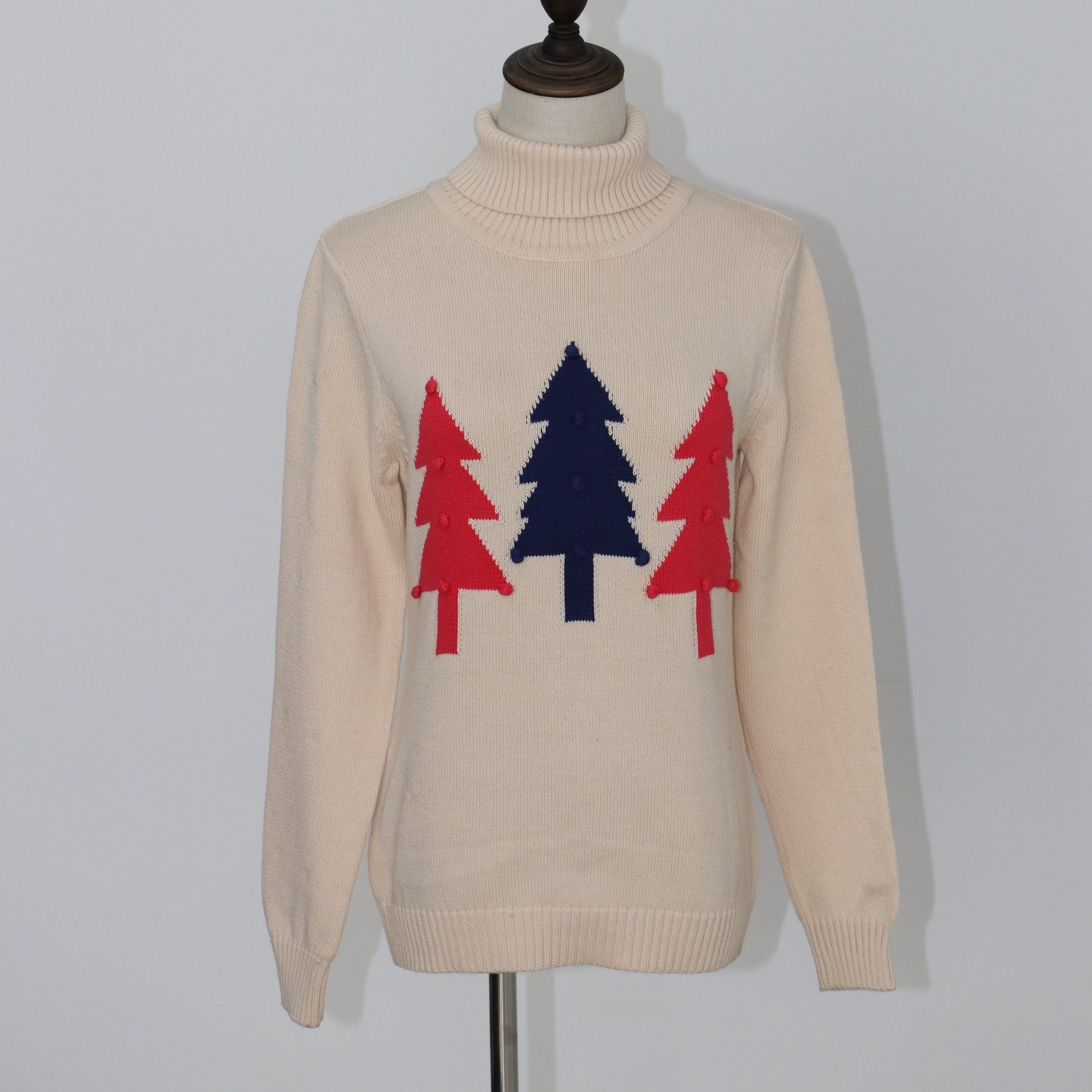 Christmas Gift of Ladeis' Sweater in Jacquard Design and Cotton Quality Soft Handfeel