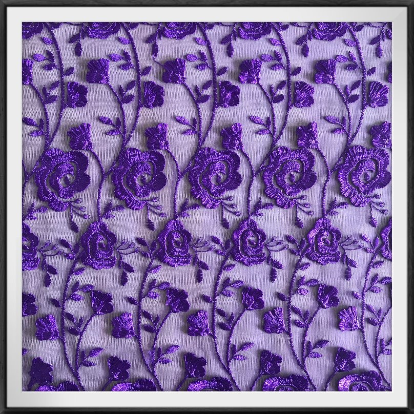 Polyester Mesh Embroidery Lace Flower with Branches Embroidery Lace