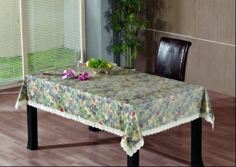 PVC Embossing Tablecloth with Flannel Backing (TJG0011)